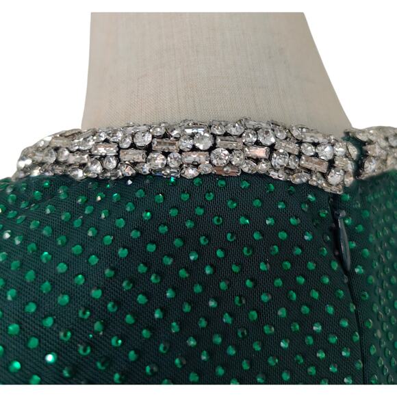 Self-Portrait Green Rhinestone Maxi Dress US 6 - Picture 10 of 11